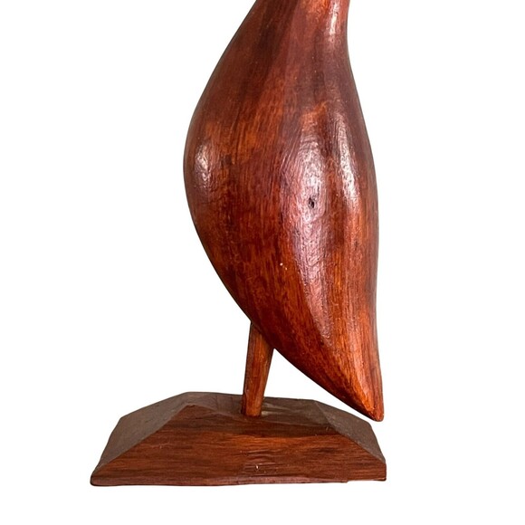 VTG Wooden Long Neck Crane Hand Carved Glossy Figurine Sculpture Folk Art Decor - Picture 10 of 13